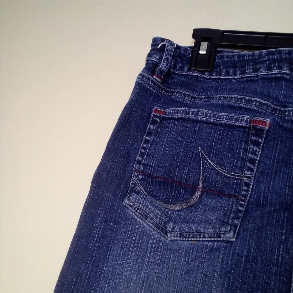 Squeeze Jeans Denim Skirt Women 9 10 Short Back Slit 90s Y2K Blue